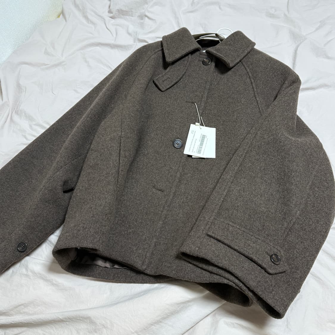 파사드패턴 오버핏 캐시미어 하프 코트_melange brown 상품이미지3