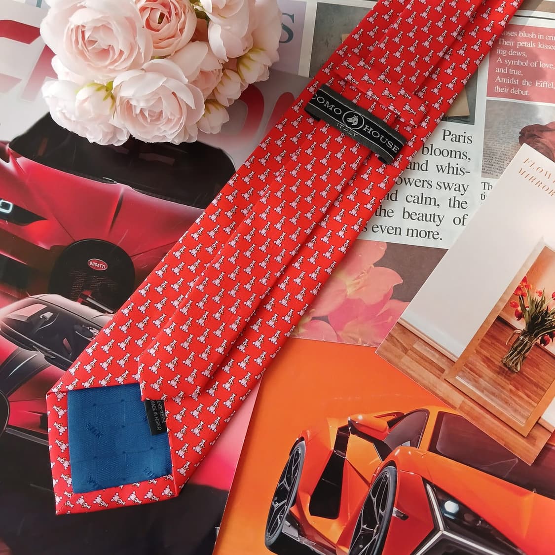 코모하우스 실크 강아지 모티브 넥타이 8.7cm A+등급 A18907
 상품이미지3