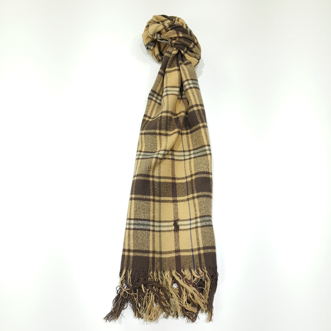 MX622 폴로 80s 프랑스판 코튼 타탄체크 브라운 머플러 목도리 상품이미지3