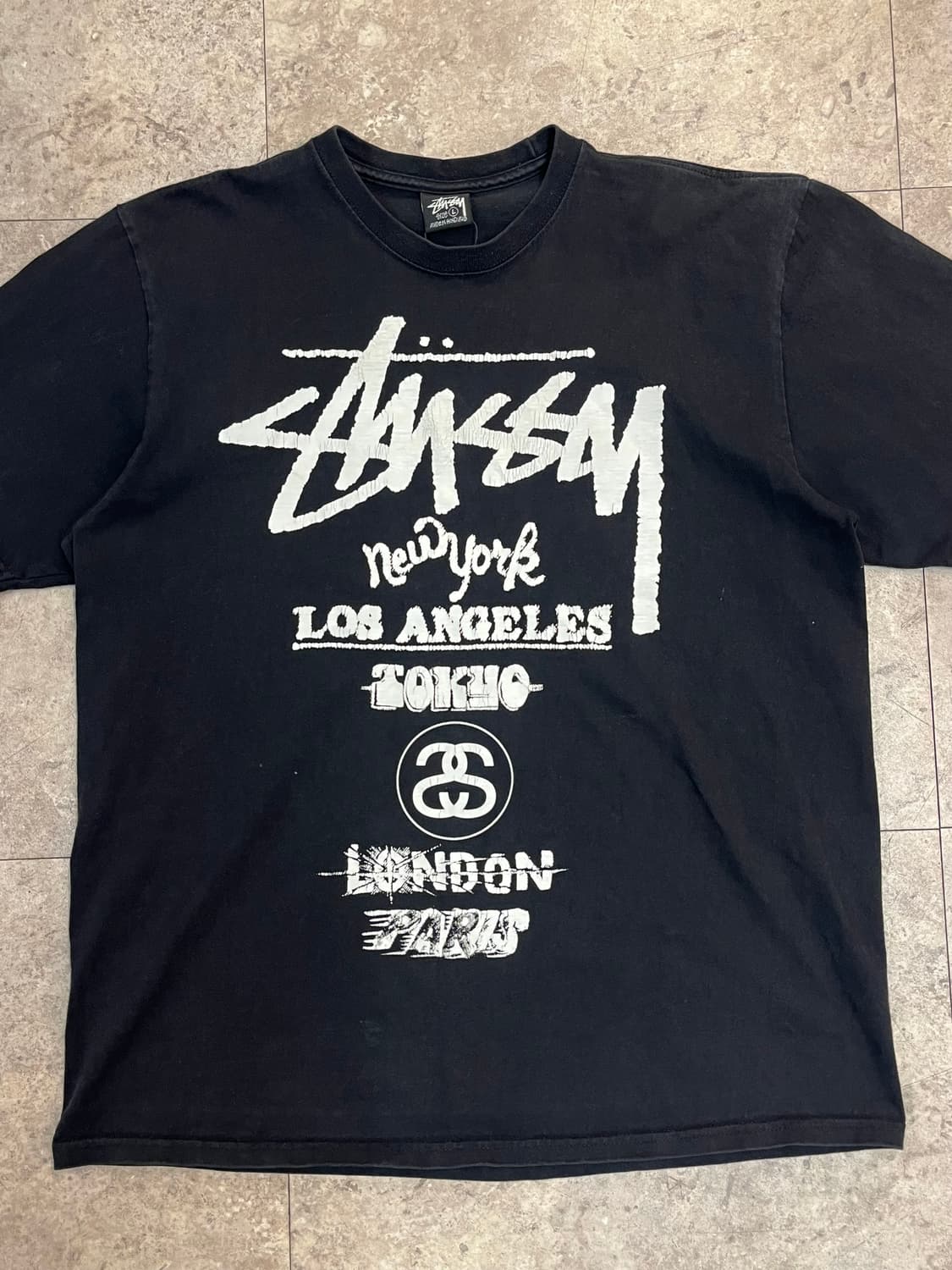 스투시 투어 반팔티 블랙 L #csz2661 상품이미지4