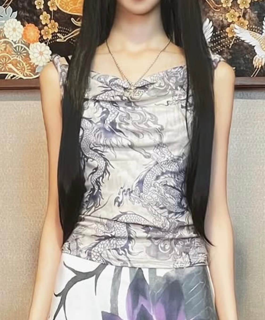 오즈온st 동양풍 용 프린팅 슬리브리스 상품이미지1