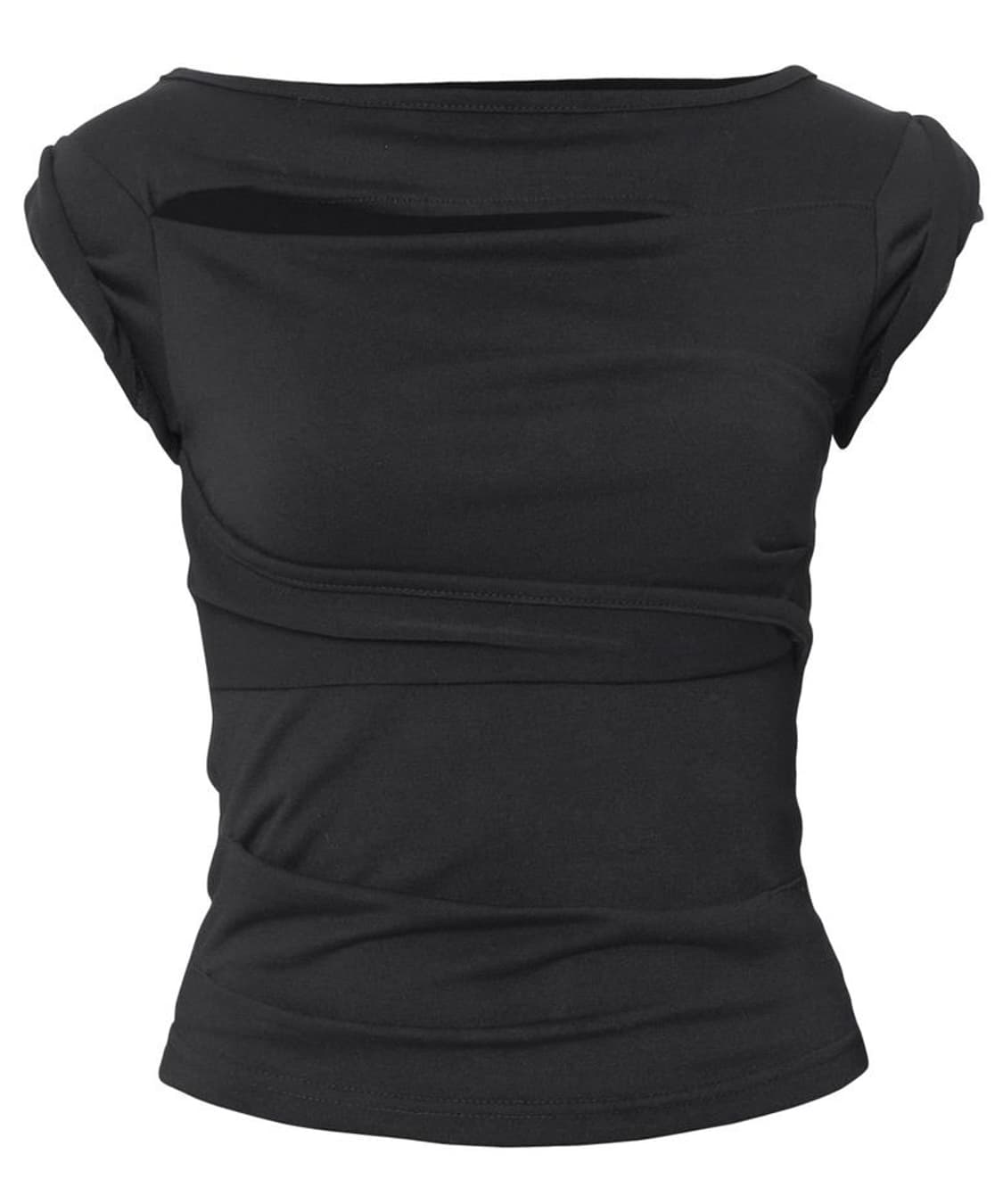 플레어업 에시메트리컬 드레이프 롤업 티셔츠 블랙 상품이미지2