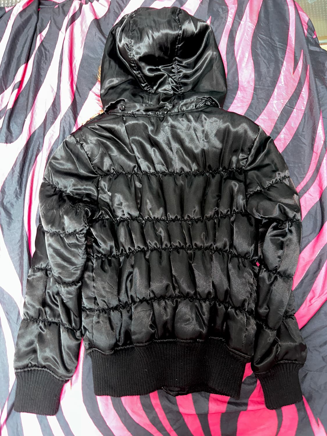 일본 빈티지 갸루 오네갸루 레오파드 호피 퍼 숏 크롭 패딩 상품이미지2