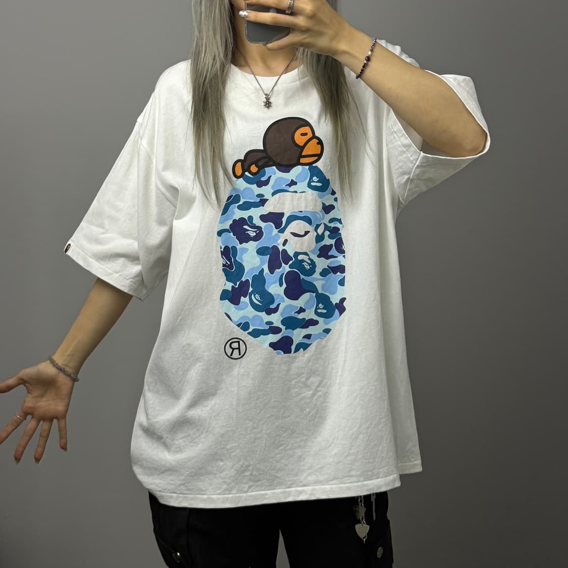 BAPE 베이프 블루 카모 에이프 헤드 반팔 티셔츠  상품이미지3