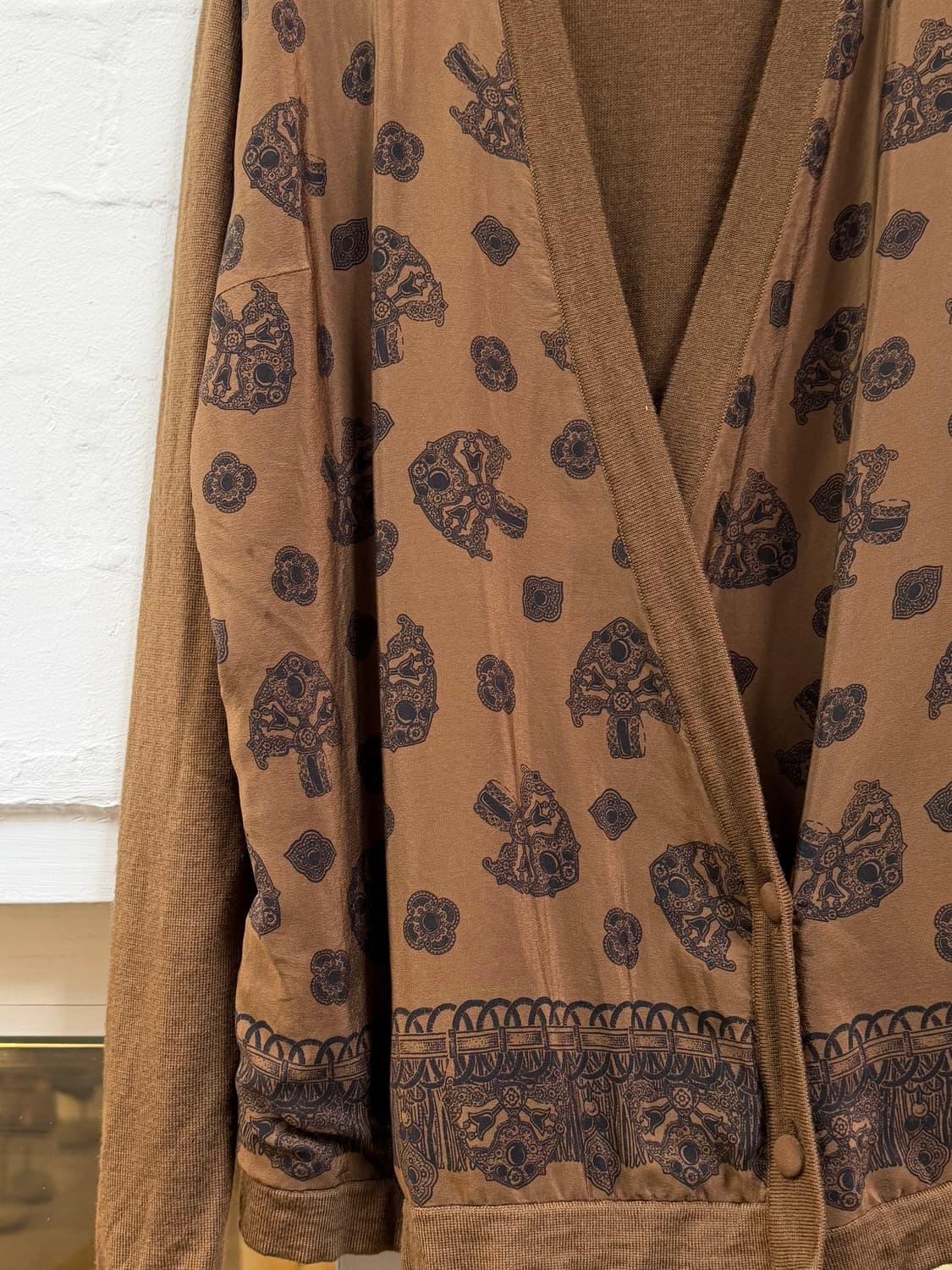 Genny Italy 제니 실크 울 블랜드 랩 가디건 IT46 상품이미지4