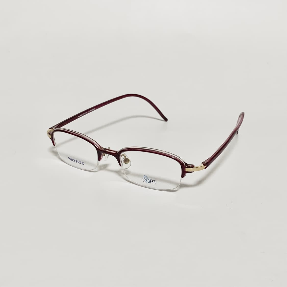 974 데드스탁 스퀘어 클리어 버건디 반무테 초경량 빈티지안경 상품이미지2