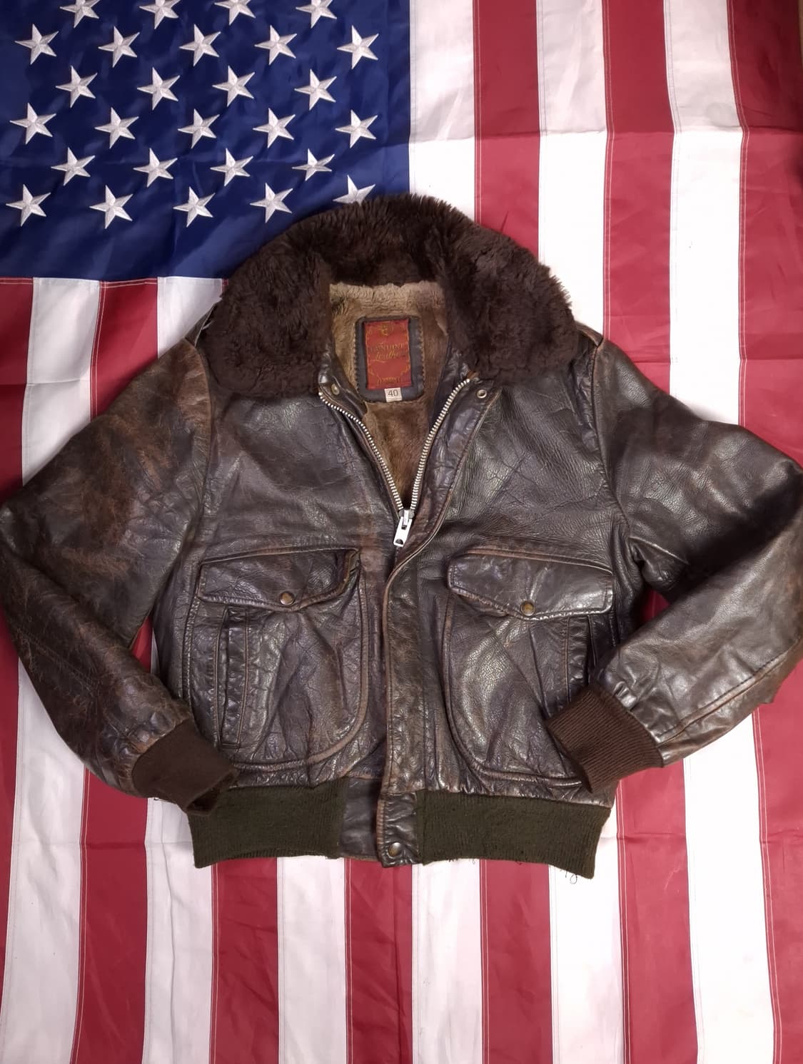 70's 미국제조 리얼레더 미해군 G-1 TYPE 항공자켓 상품이미지1