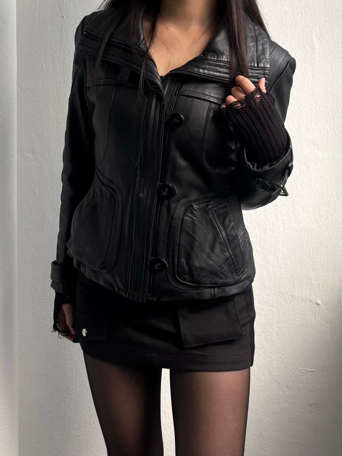 Vintage Black Leather Jacket 상품이미지6