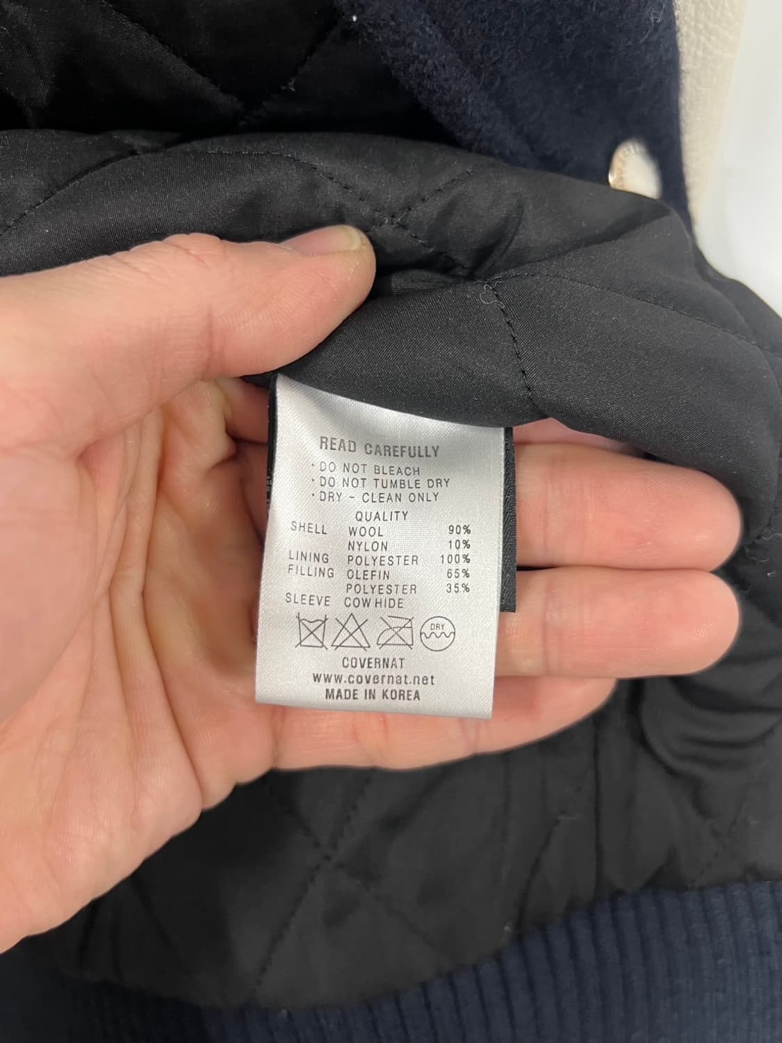 커버낫 신슐레이트 레터링 로고 소가죽 바시티 자켓 상품이미지6