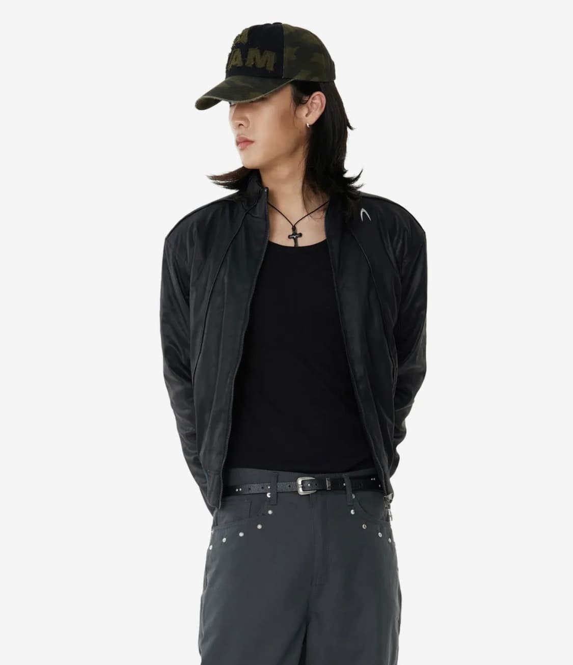 아캄 Piping Leather Blouson 레더 지켓 블랙 1 상품이미지2