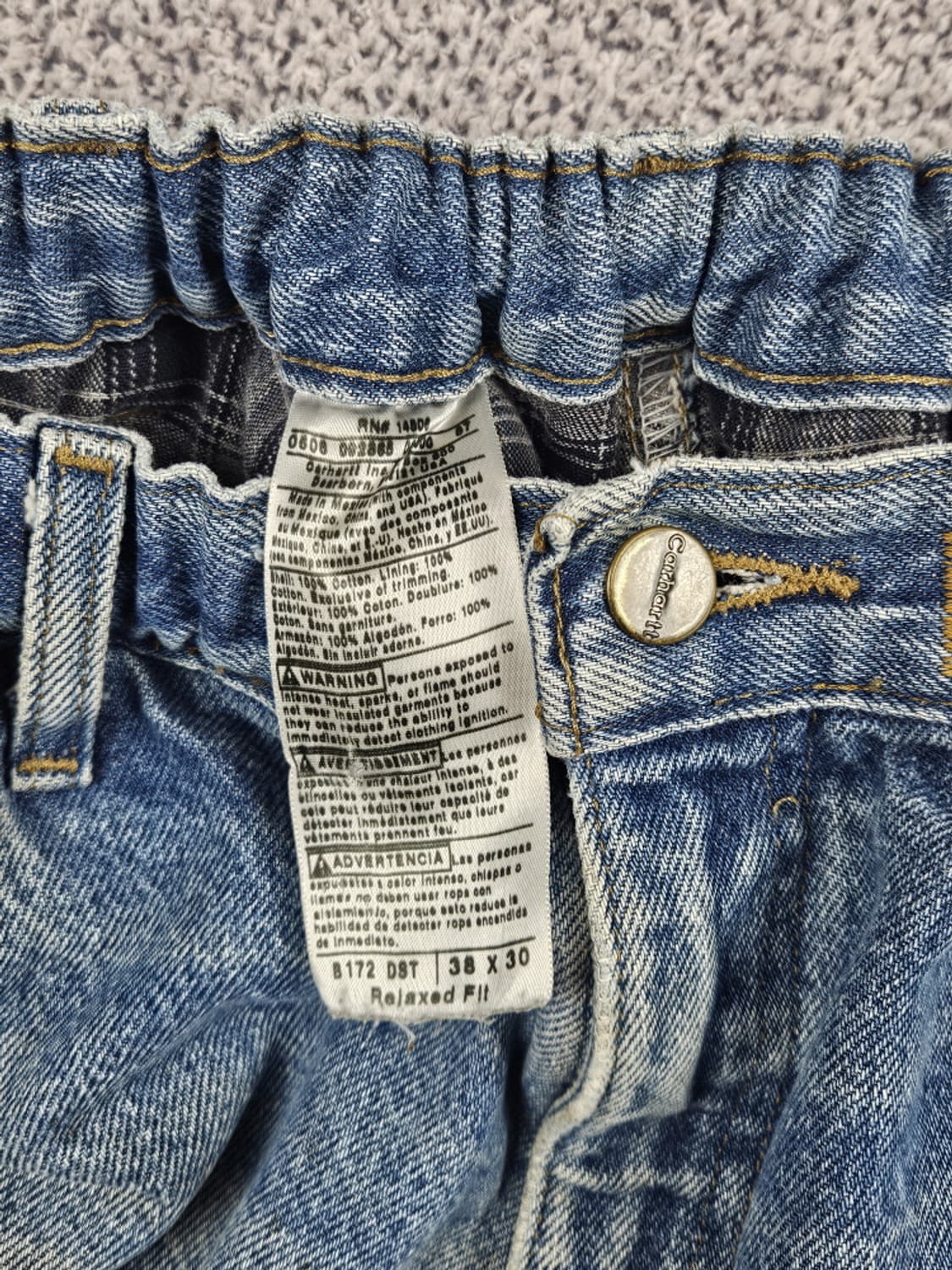 칼하트 헤비 플란넬 밴딩 커스텀 데님 팬츠 ( 38X30 )/ 10554 상품이미지8