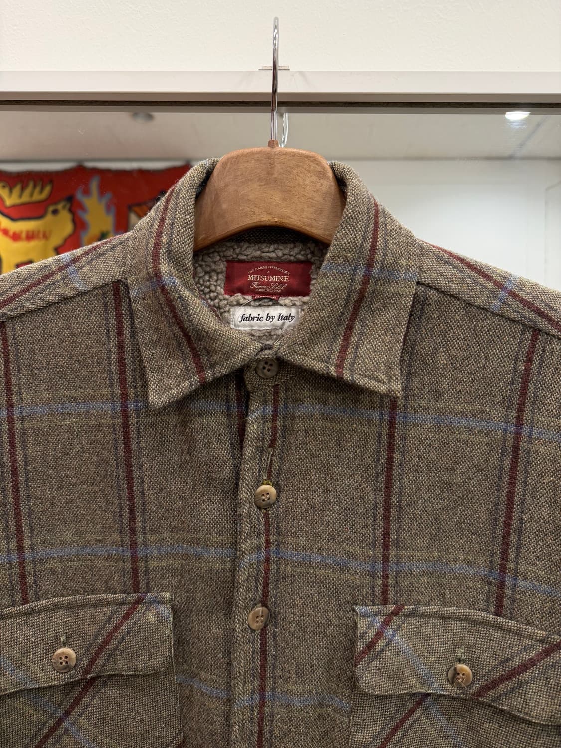 Vtg 빈티지 쉐르파 울 체크 셔츠 (Fabric by Italy) 상품이미지3