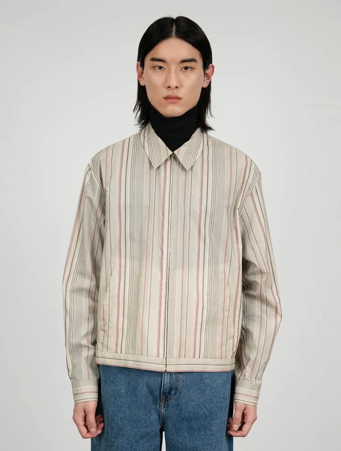 아모멘토  AMOMENTO 23FW stripe zip-up shirts 상품이미지1