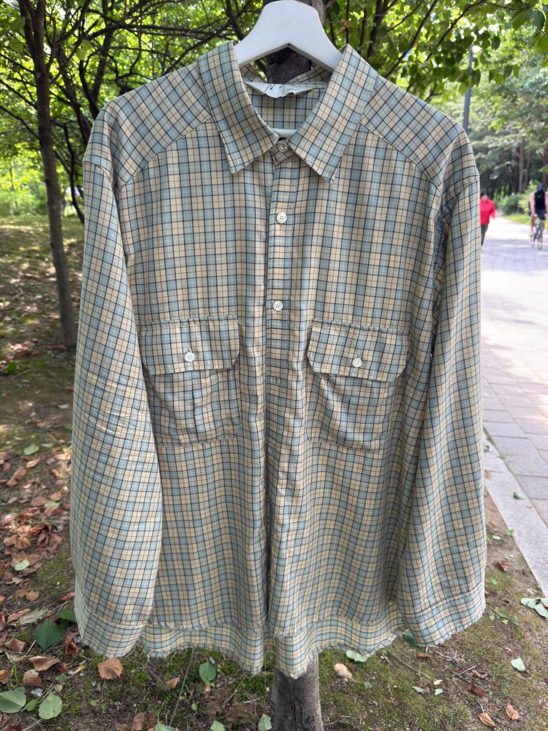 안셀름 nel check shirts 1사이즈 크림컬러 상품이미지2