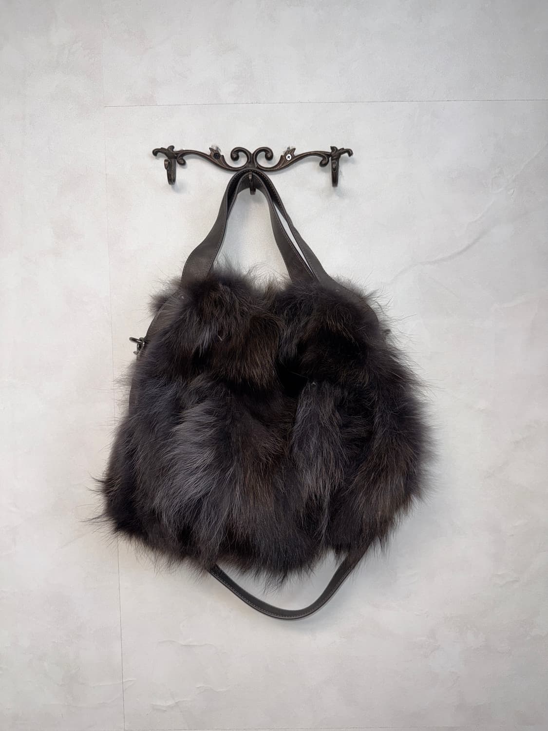 Mixed purple brown fur two ways bag 상품이미지4