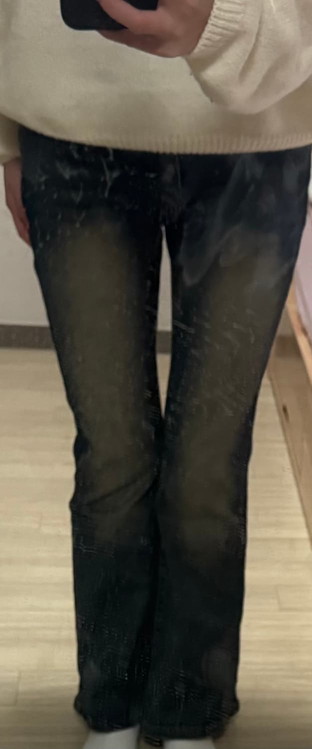 에이블리 조이조이 부츠컷 청바지 흑청 숏 s 새상품 판매 상품이미지4