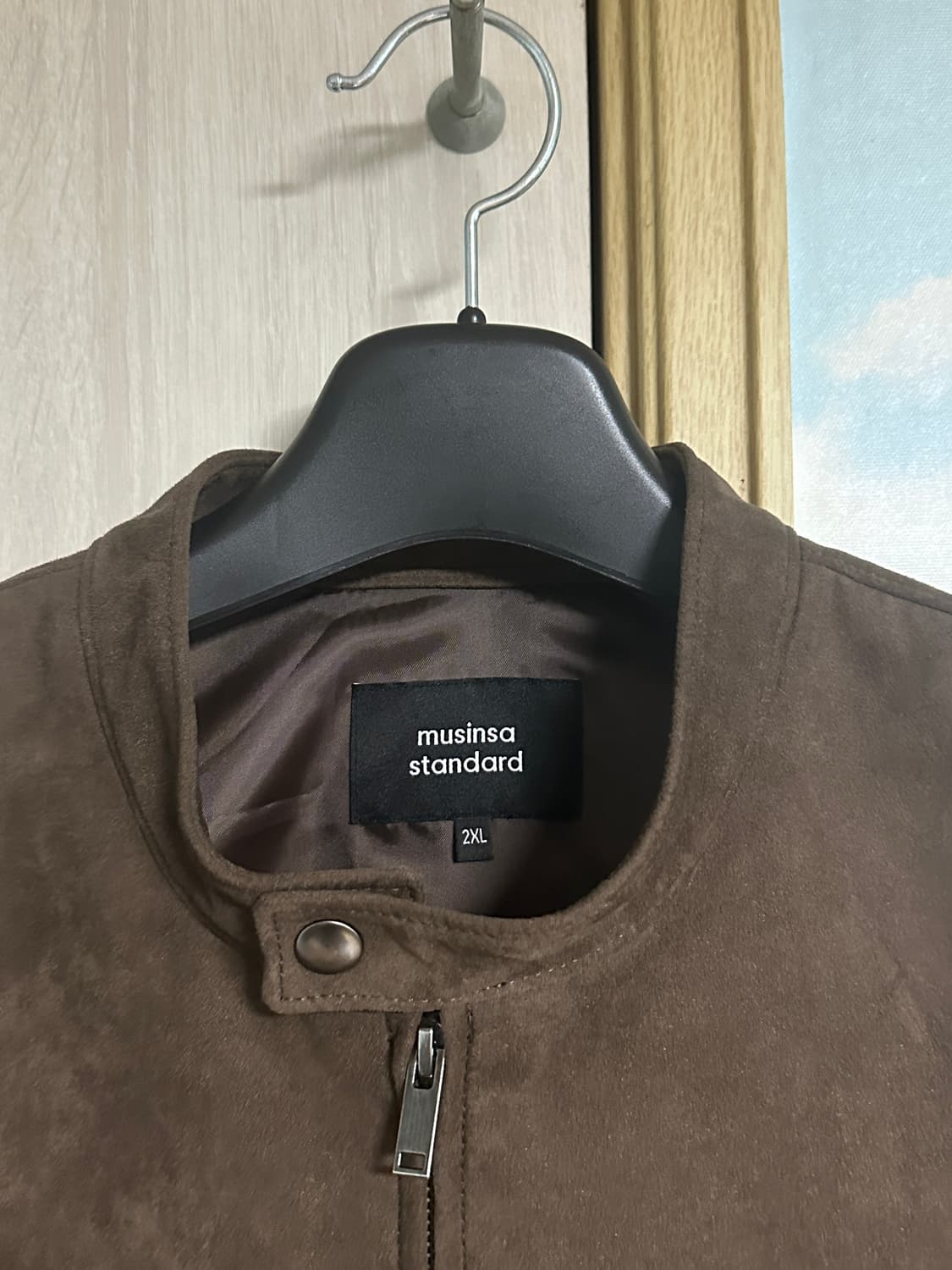 (2XL>>XL교환) 무탠다드 신세틱 스웨이드 레이서 재킷 [브라운] 상품이미지3