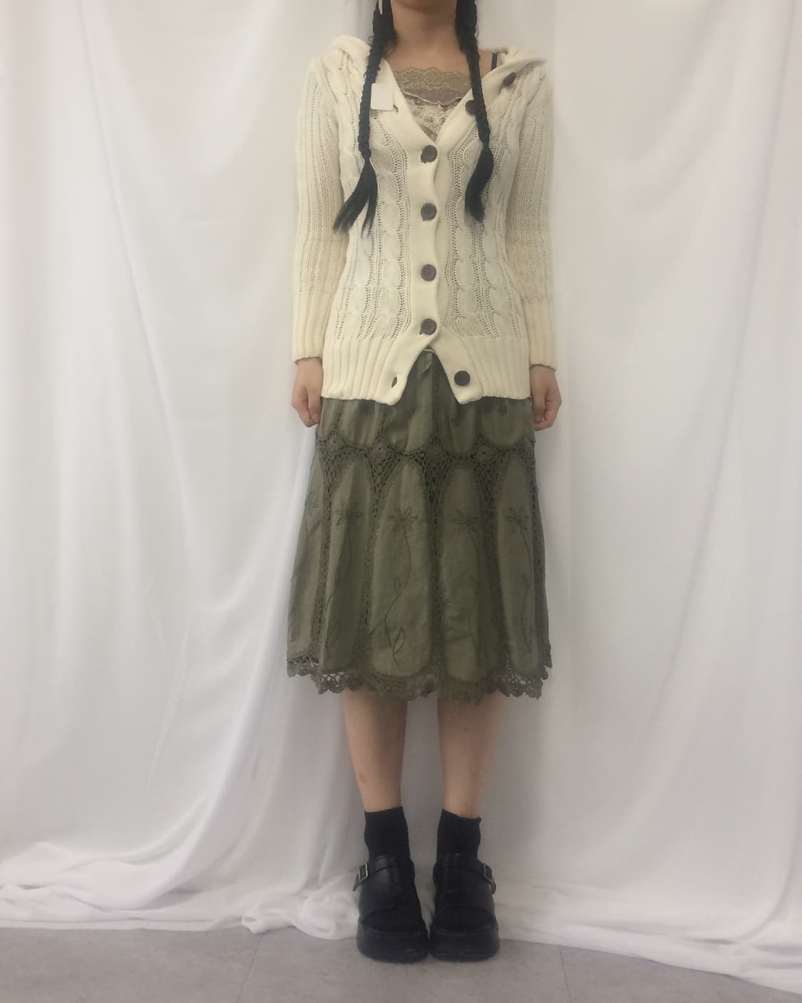 Cable pattern hood knit cardigan 상품이미지1