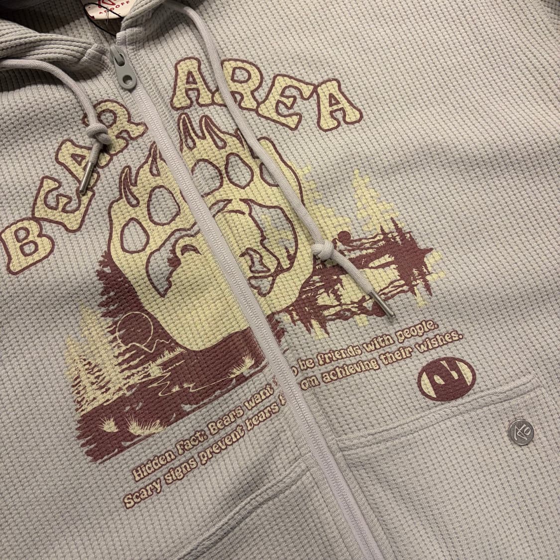 [S] 에드오프 ADD OFF 베어 그래픽 와플 후드 집업 C641 상품이미지4