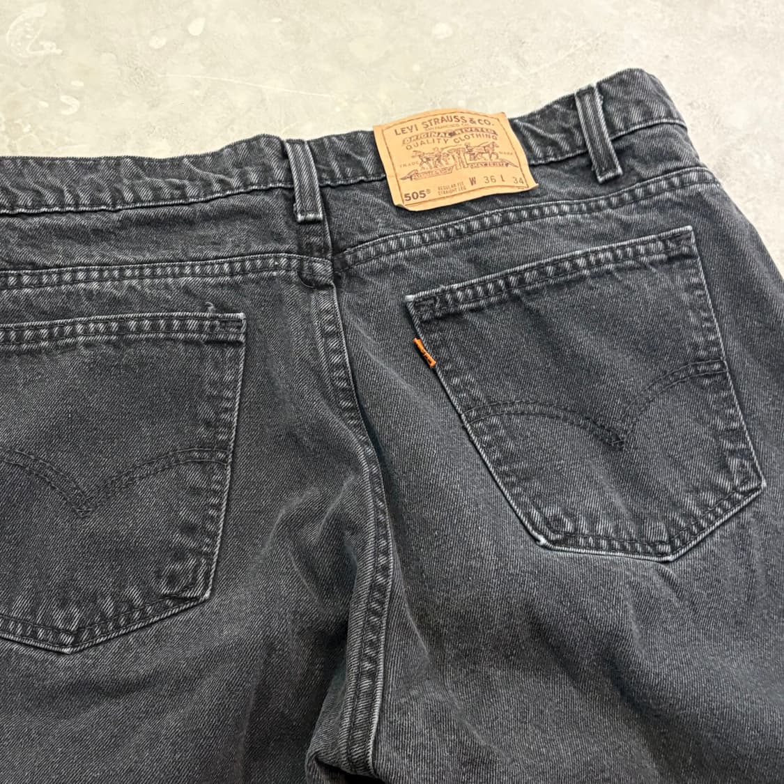 [36/34] 90s USA🇺🇸 리바이스 505 오렌지 탭 블랙 흑청 상품이미지7