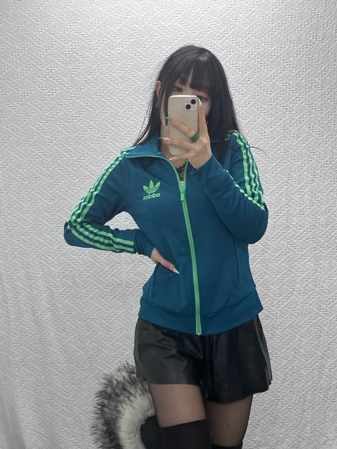 아디다스 레트로 Y2K 대장급 네온민트 져지 집업 100 C09140 상품이미지1