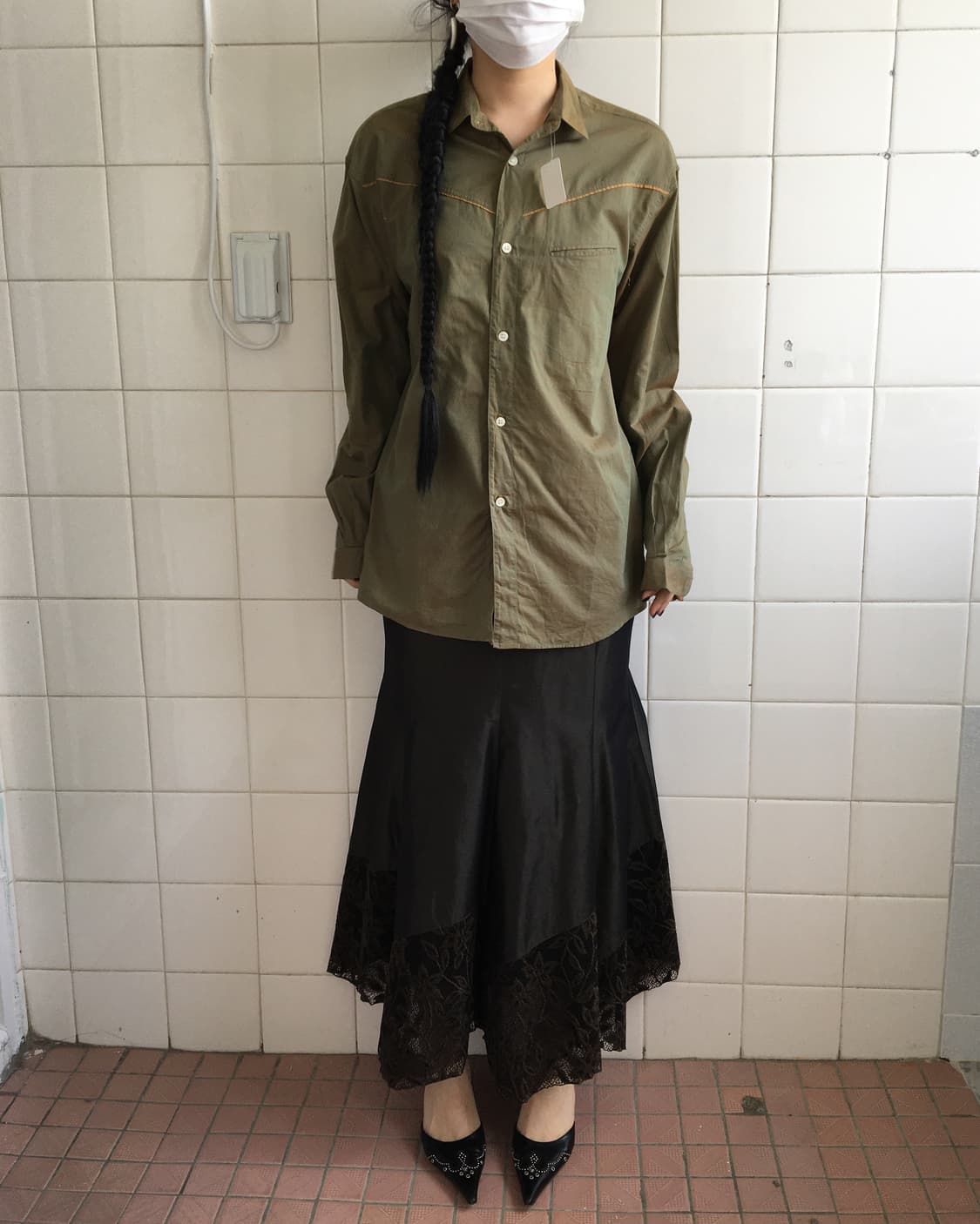 Green glossy shirt 상품이미지7