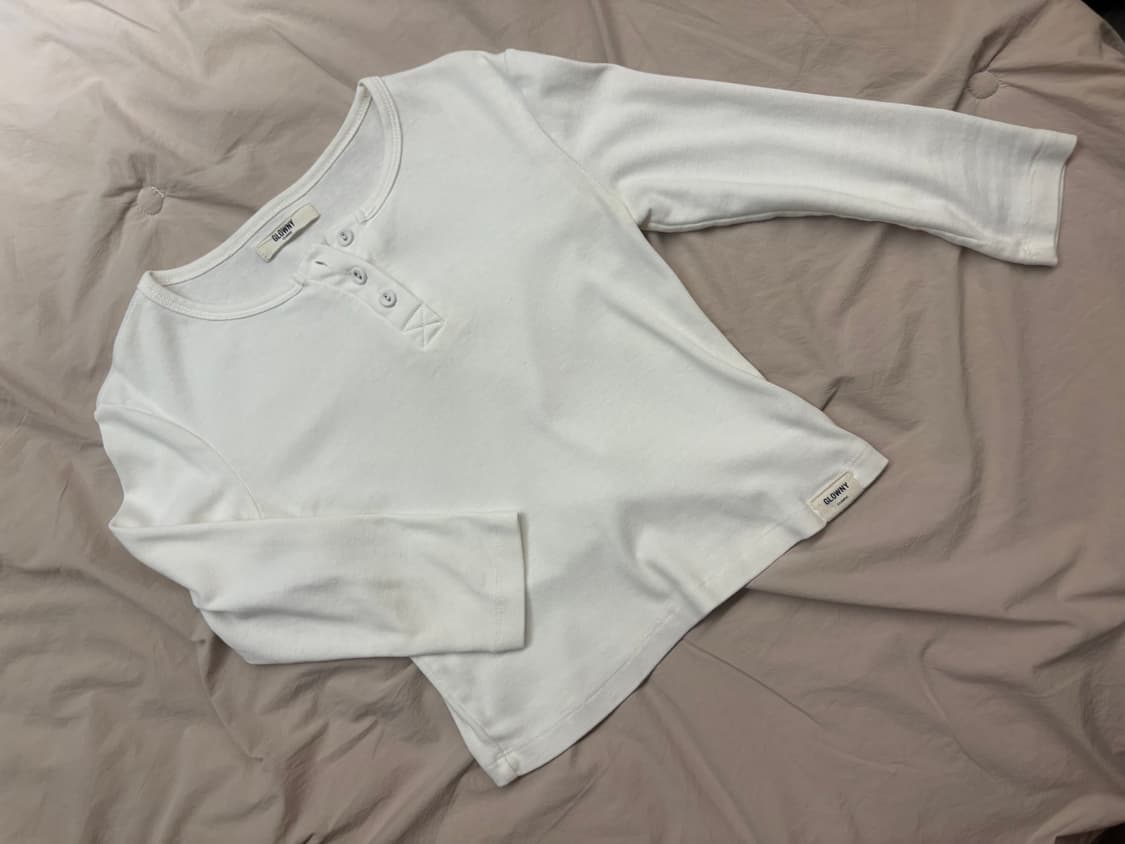 글로니 3/4 button fly tee / White 상품이미지1