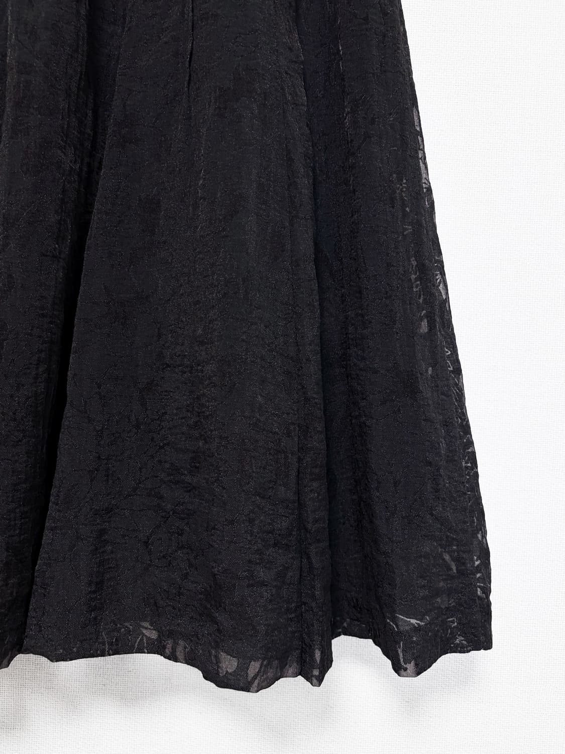 Sheer Pattern Long Skirt - Black 상품이미지6