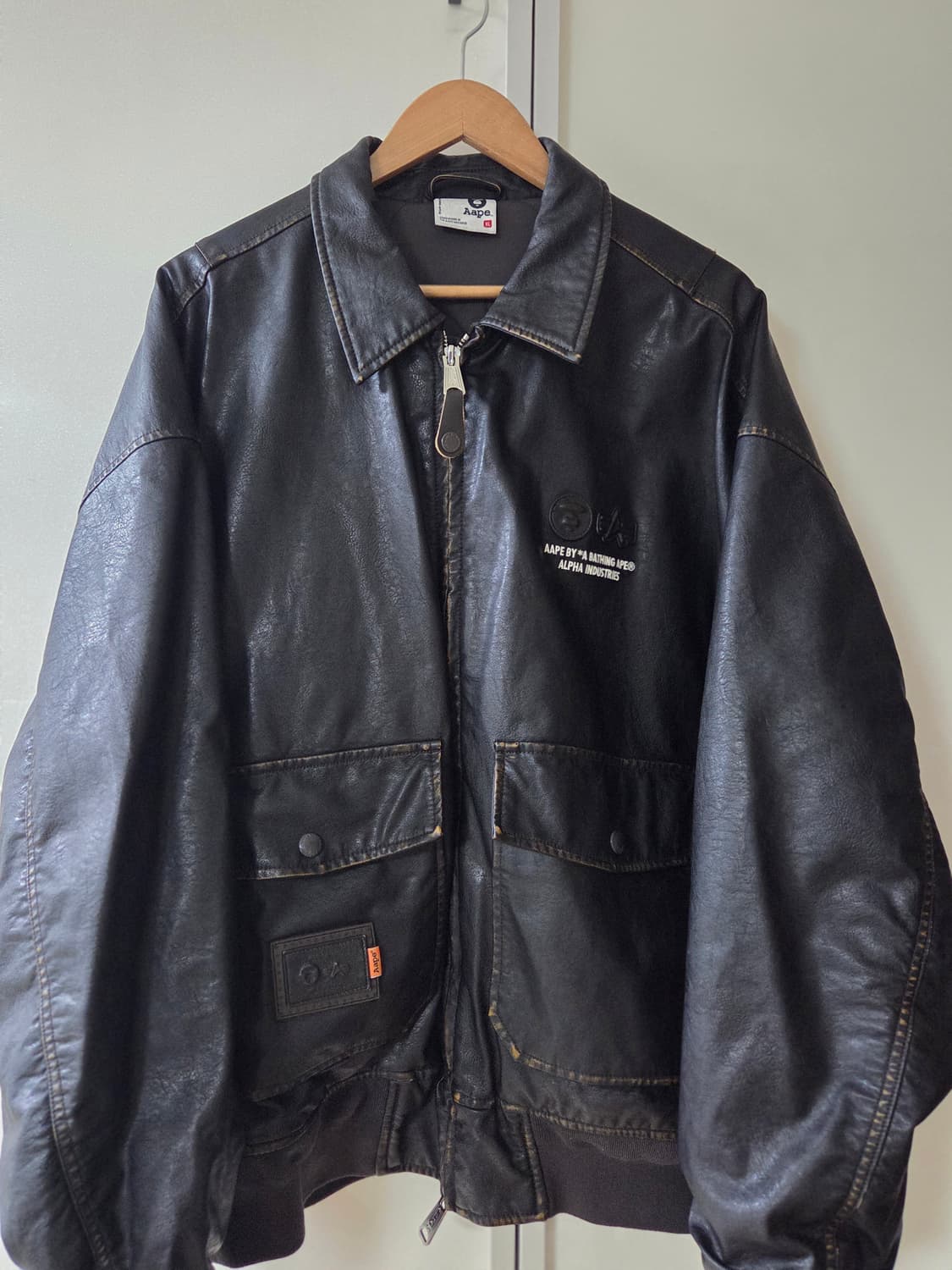 알파인더스트 x 에이프 퀼티드 레더 자켓 XL 상품이미지5