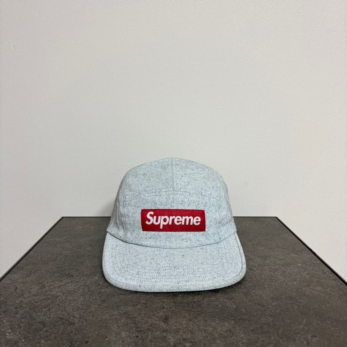 (OS) 슈프림 박스로고 캠프캡 모자 워시드 데님 내츄럴 상품이미지1