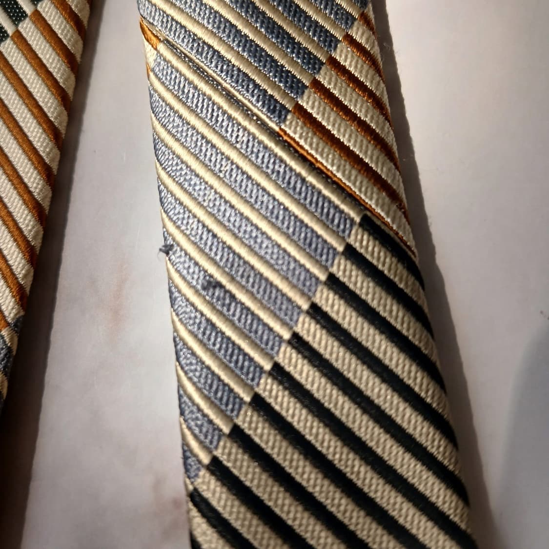 짐톰슨 실크 브라운 스트라이프 넥타이 9.7cm A등급 E847 상품이미지10