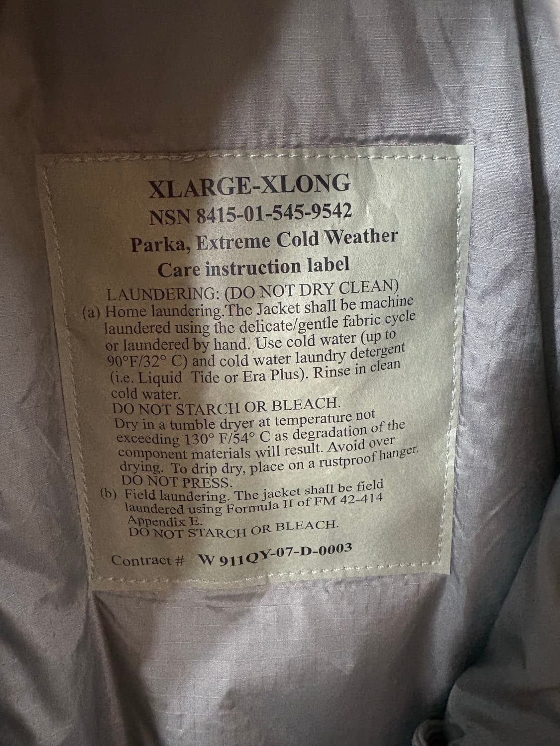 U.S Army Ecwcs Level 7 Prima-loft  Parka 상품이미지6