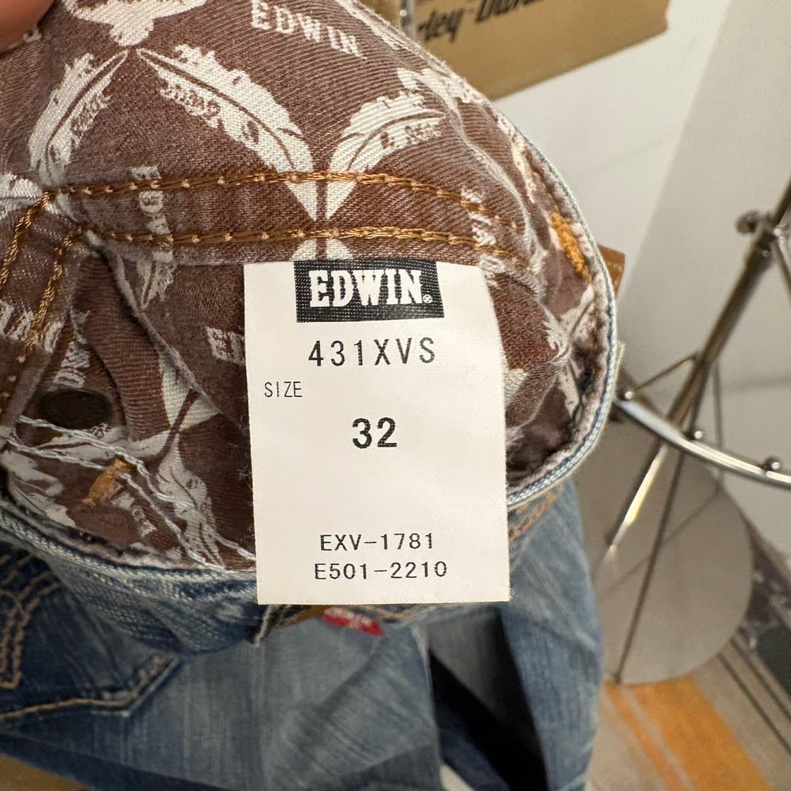 90s 에드윈 XV 네이티브 웨스턴 빈티지 워싱 세미부츠컷 데님팬츠N83 상품이미지9