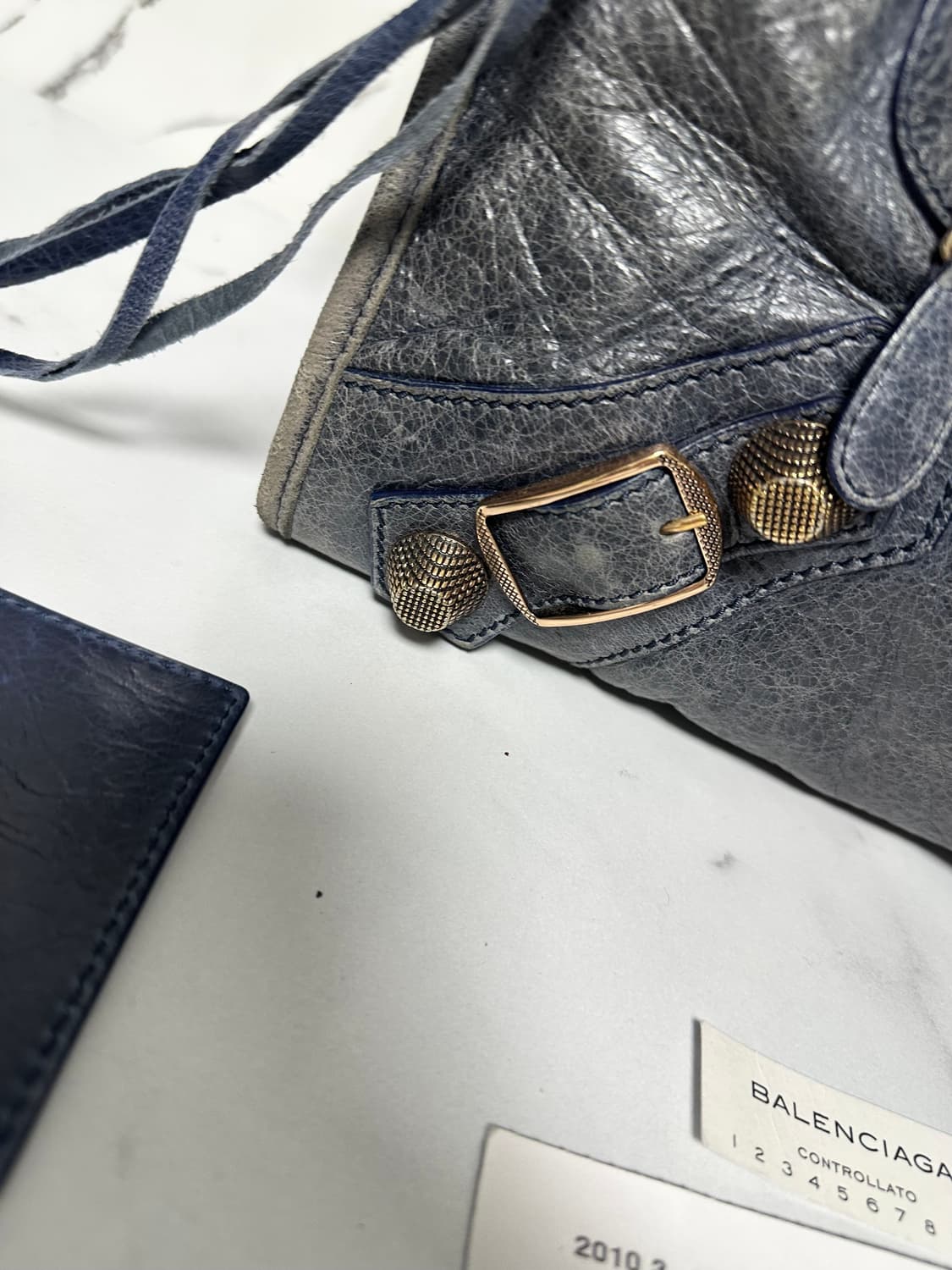 [A 정품] 발렌시아가 자이언트 시티 모터백 블루 카키그레이 상품이미지7