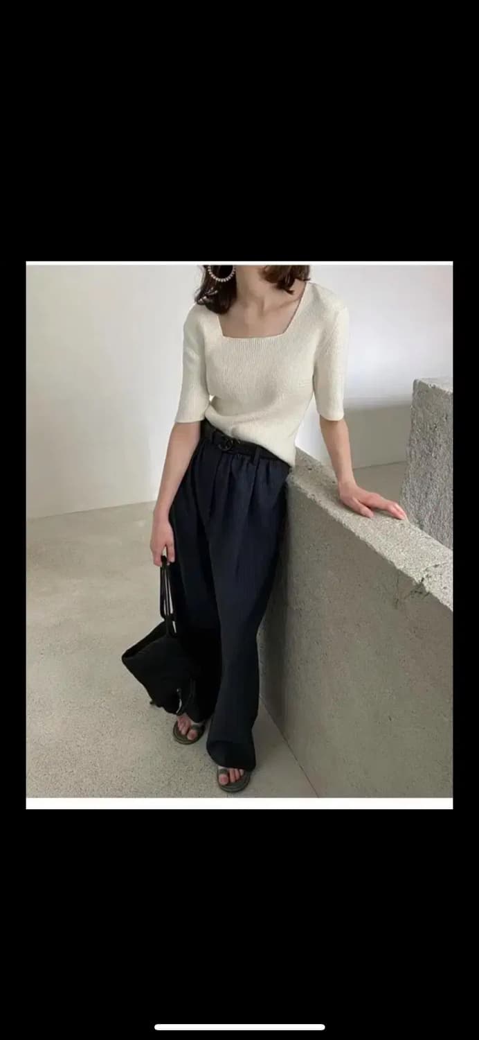 드래곤블루스 스퀘어넥 니트 오렌지 상품이미지1