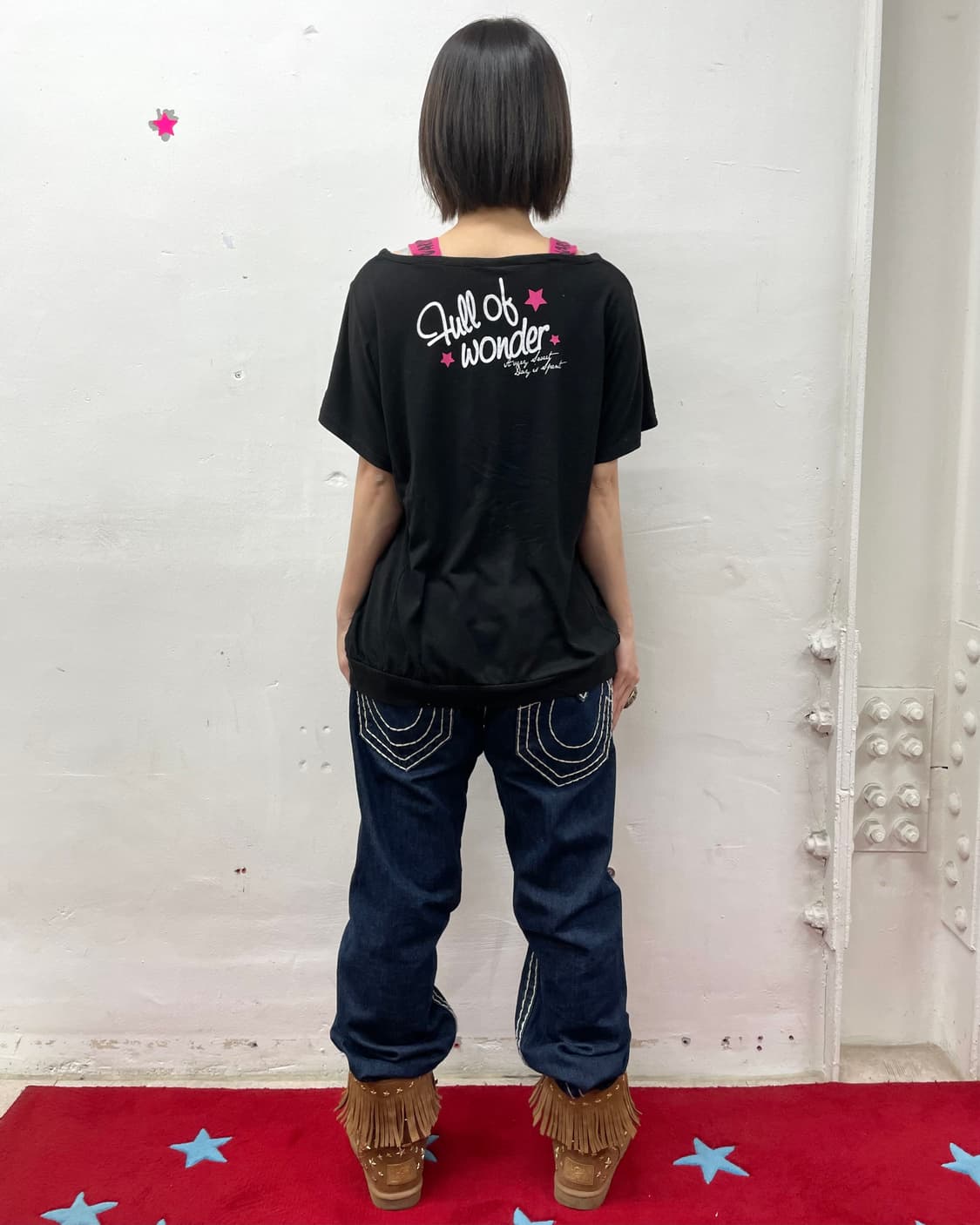 Pink star shoulder kitsch T-shirt 상품이미지7