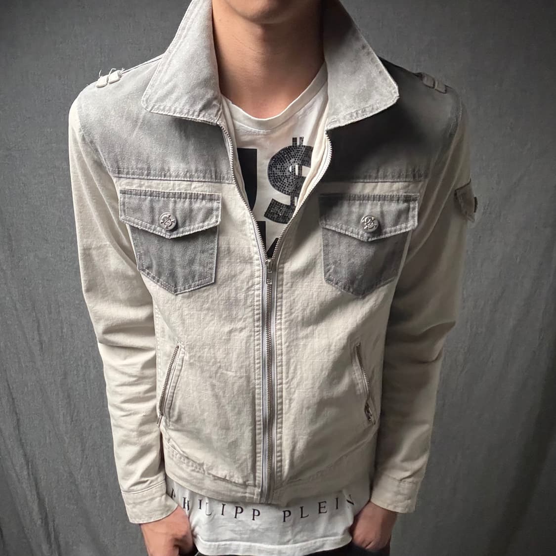 아이보리 스컬 라이더 자켓 상품이미지3