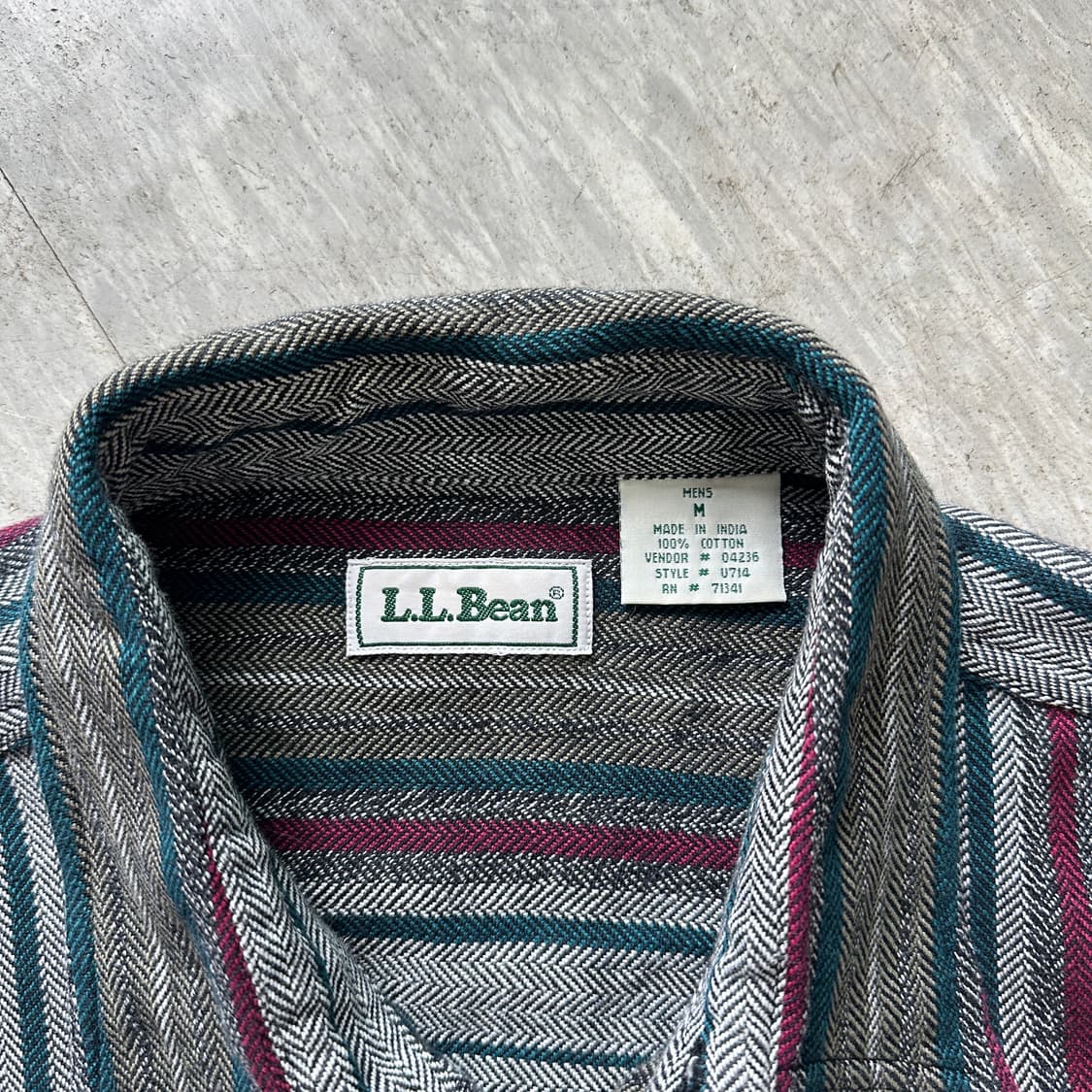 90s L.L.Bean 엘엘빈 스트라이프 헤링본 플라넬 코튼 셔츠  상품이미지3
