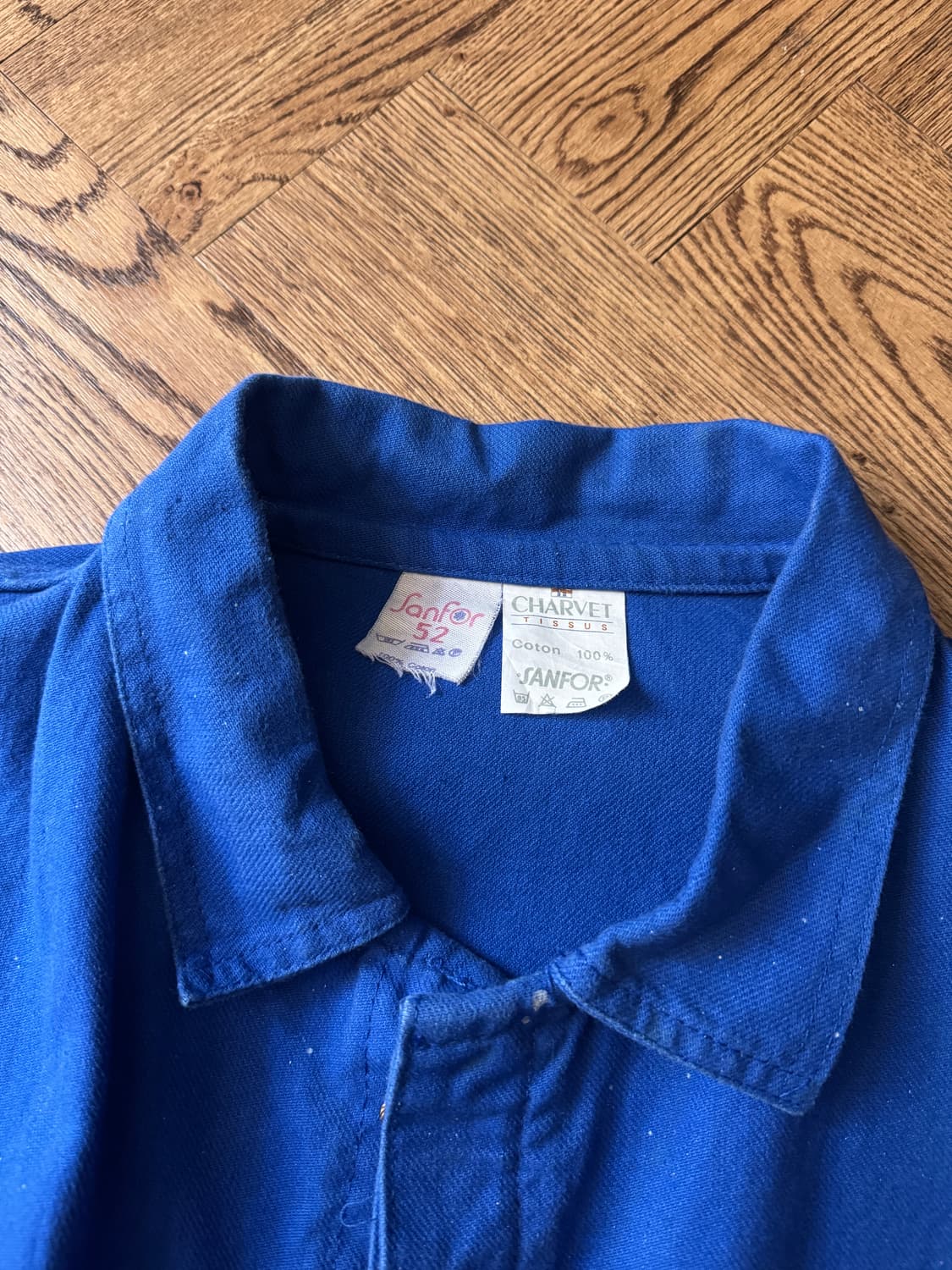[XL]CHARVET TISSUS 빈티지 페인팅 잉크블루 프렌치 워크자켓 상품이미지2
