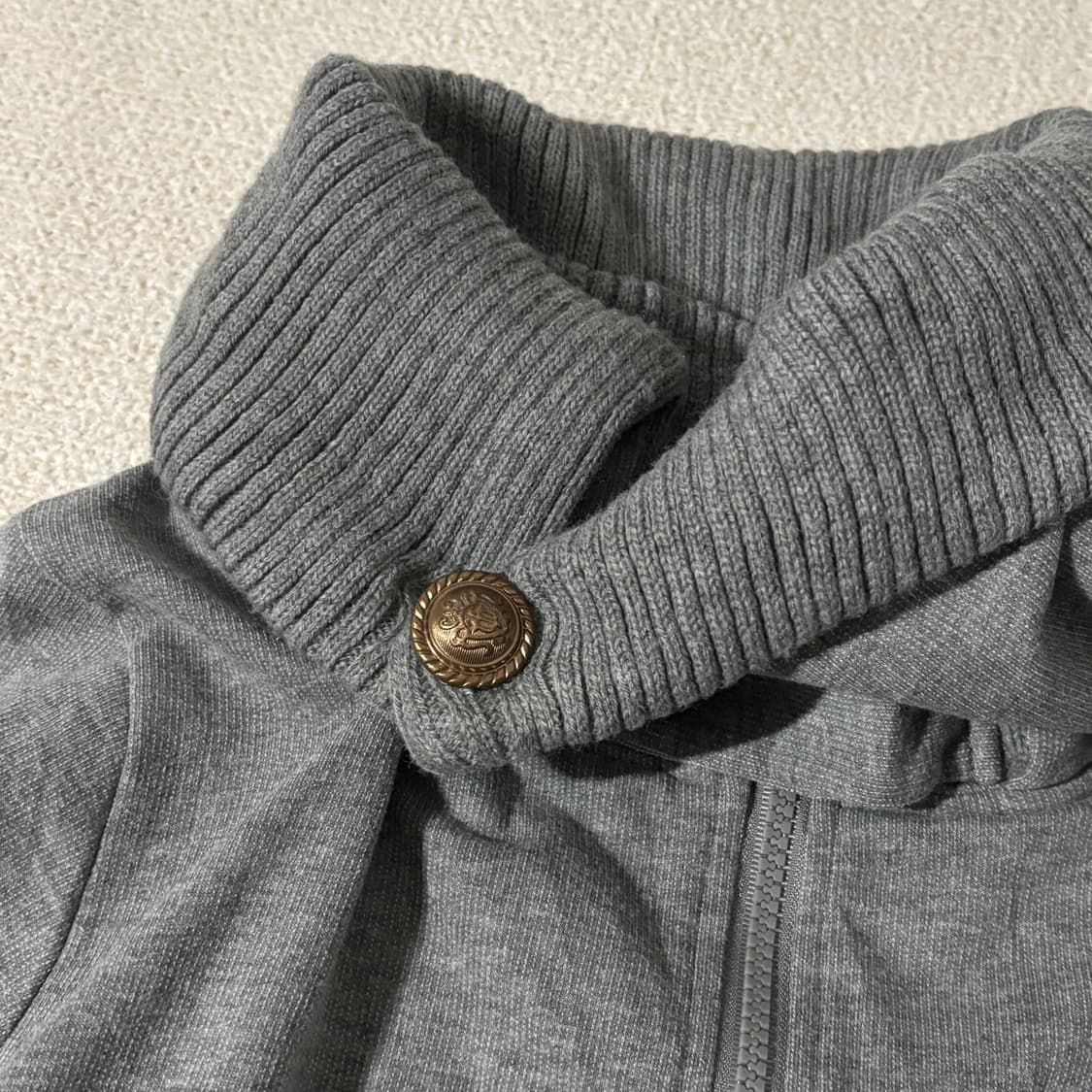 일본빈티지 BEGUM 니트 포인트 롱 집업 상품이미지3