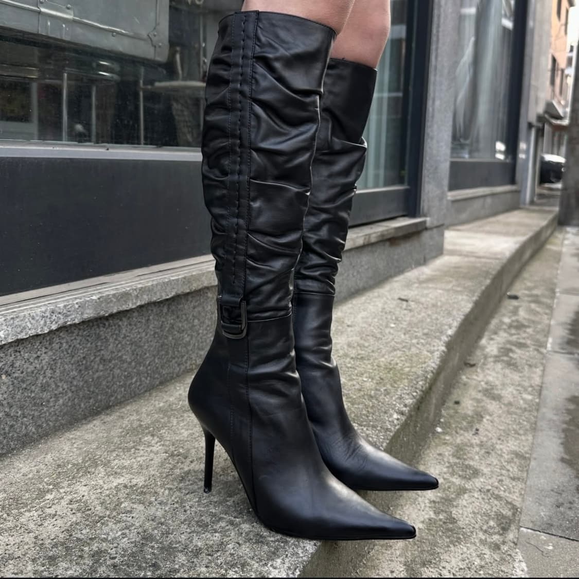 00s 아카이브 가죽 버클 스틸레토 포인트 부츠 상품이미지7