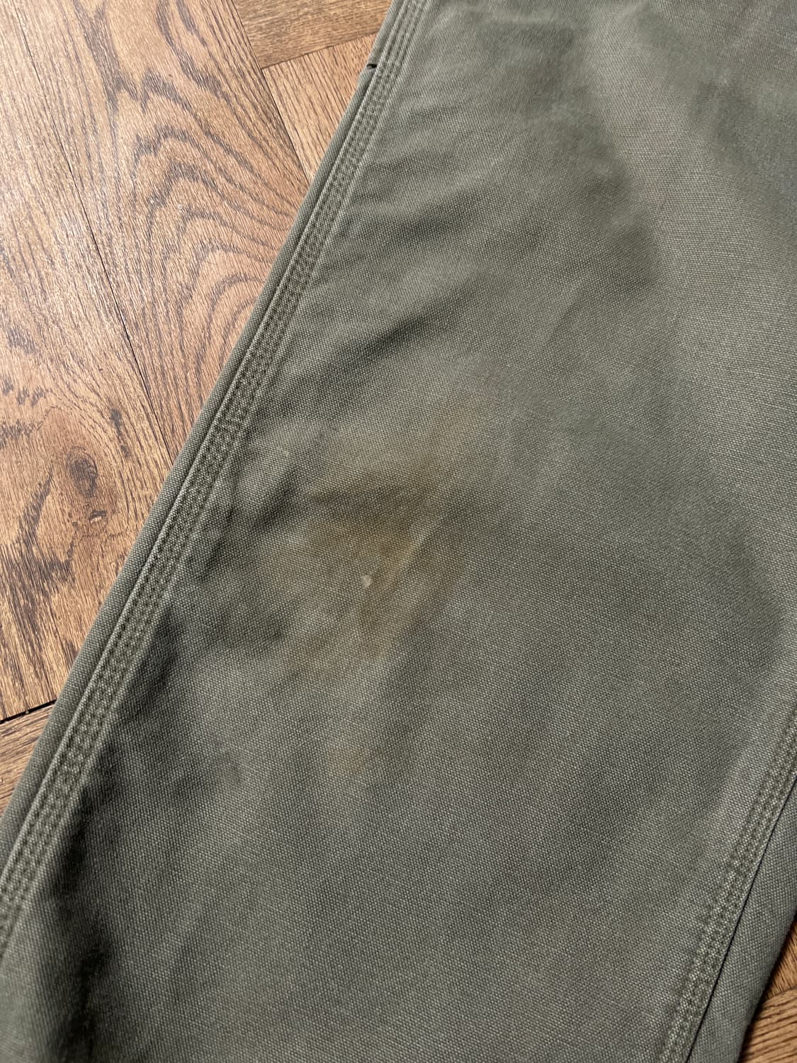 [38]칼하트 USA 체크 라이닝 모스그린 싱글니 카펜터 워크 팬츠 상품이미지6