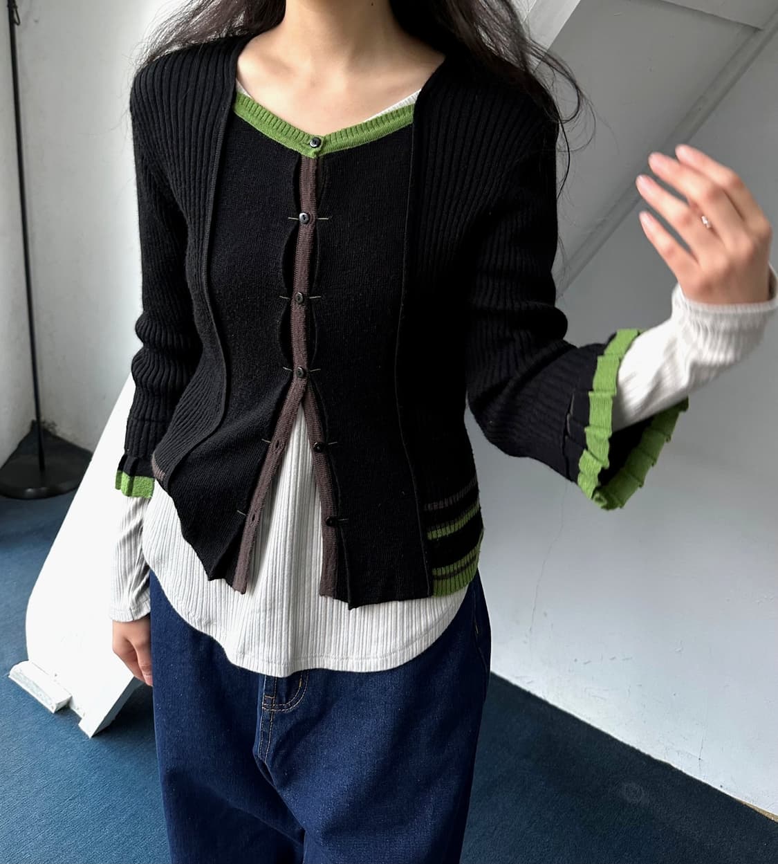 2way design fake layer knit top 상품이미지9