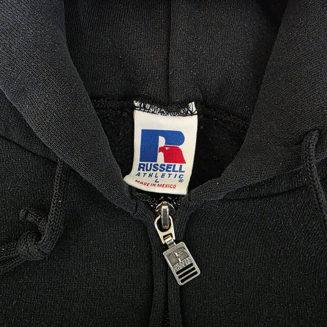 [L] 90s 빈티지 러셀 애슬레틱 후드집업 블랙 ver.블리칭트래쉬드 상품이미지7