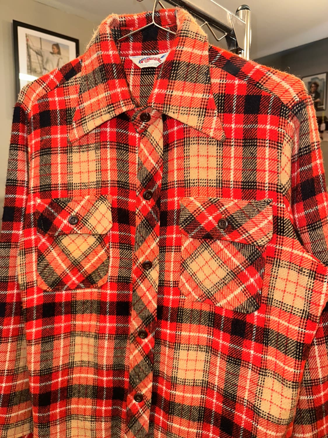 80-90’s Wrangler check flannel shirt 상품이미지5
