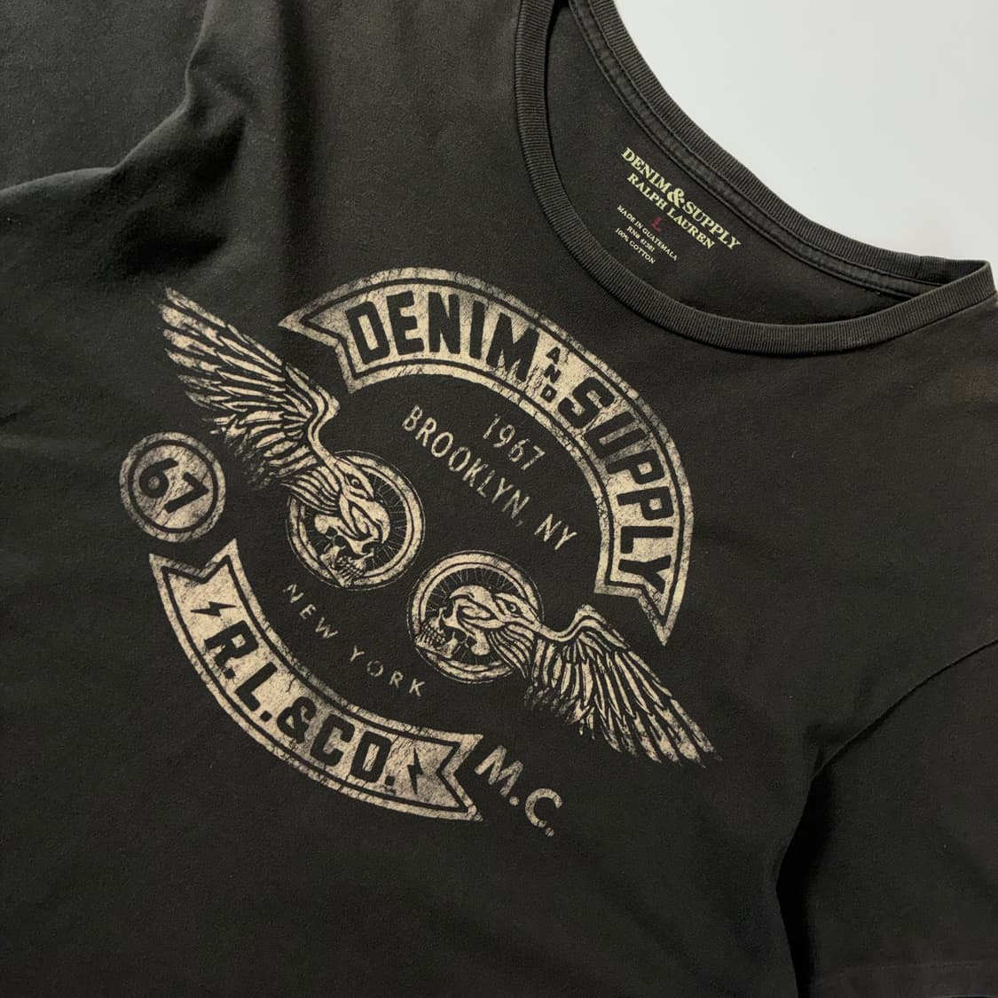 Polo  데님앤서플라이 90,s 코튼 스컬 프린팅 차콜 티셔츠  상품이미지3