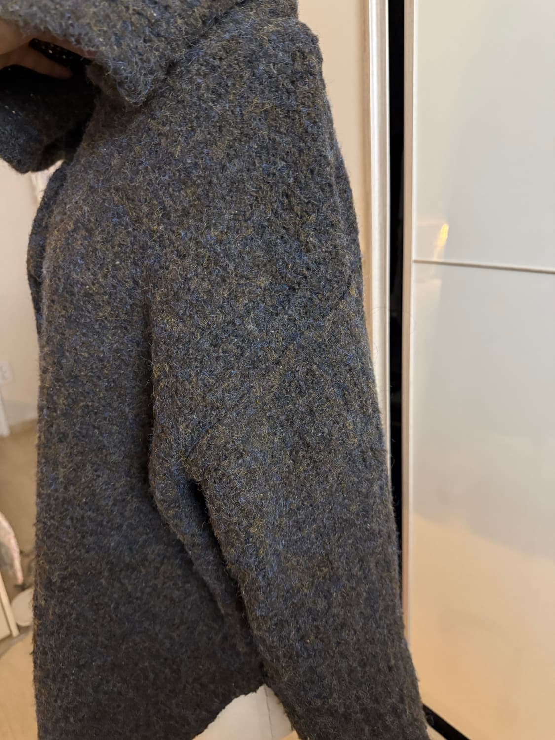 아방 오버핏 니트 오픈숄더 가디건 후드티 후드집업 상품이미지6