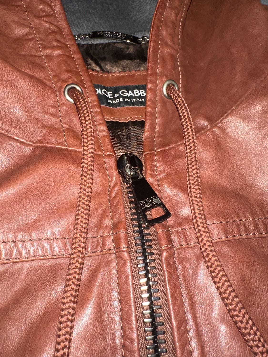 돌체앤가바나 후드 카프스킨 레더자켓 상품이미지3