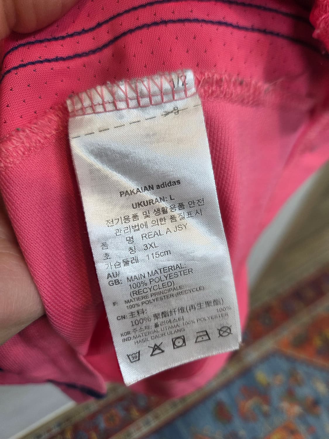 아디다스 레알마드리드 져지 반팔 핑크 xxxl 상품이미지5