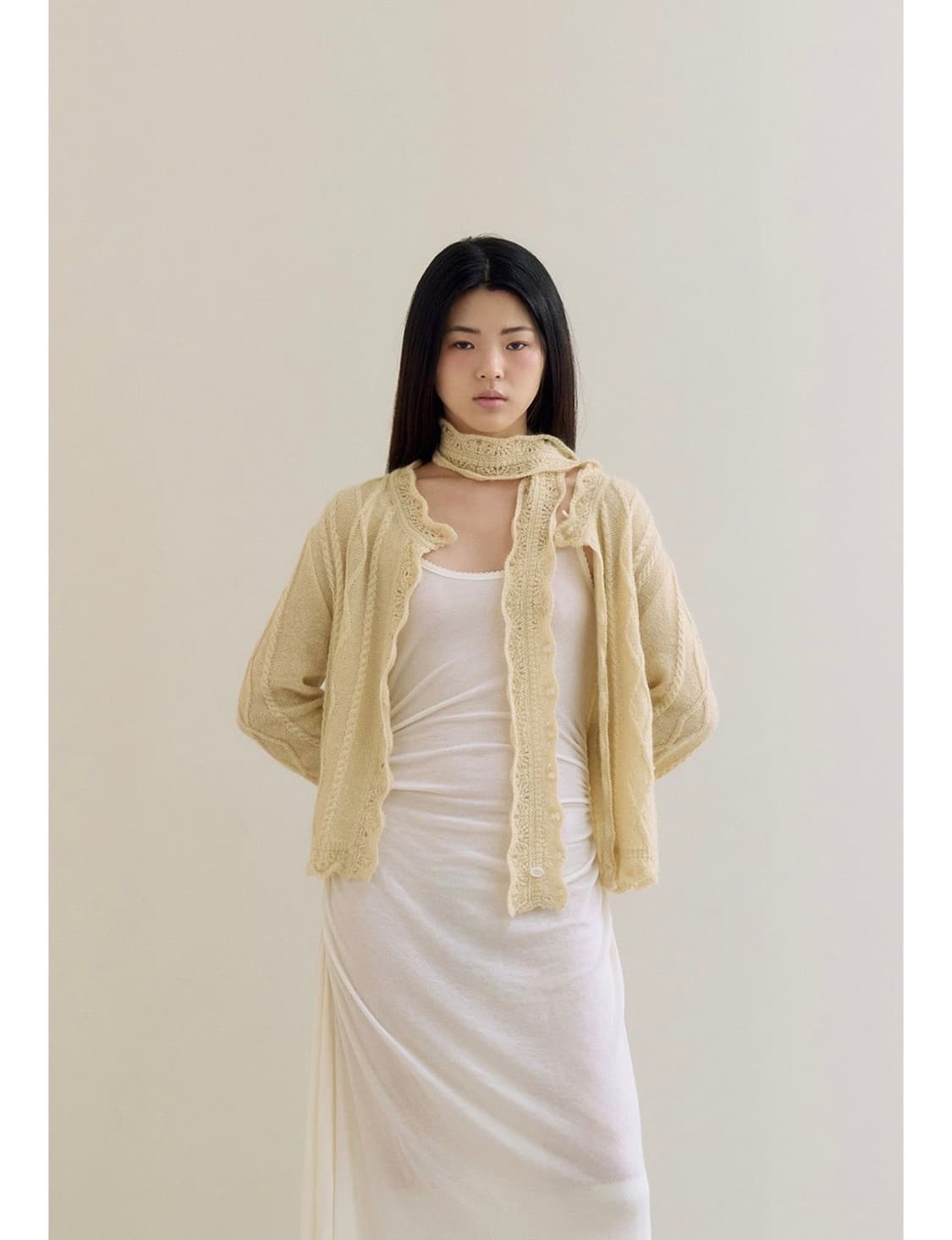 Fletta 플레따 모헤어 스카프 가디건 yellow 미개봉 새상품 상품이미지2